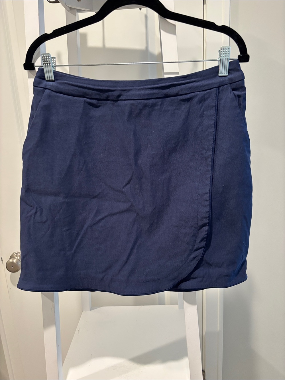 Tribal Navy Blue Mini Wrap-Effect Skirt